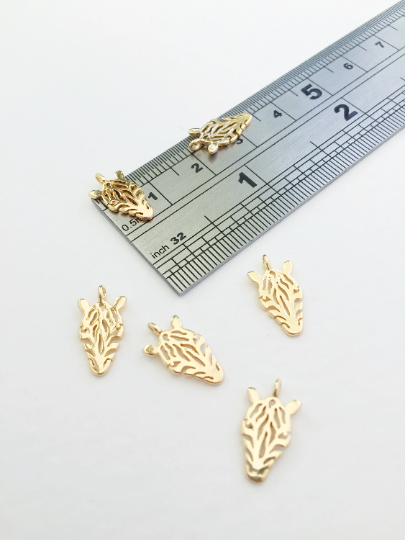 2 x 18K Gold Plated Brass Zebra Charms, 15x8mm (0263)