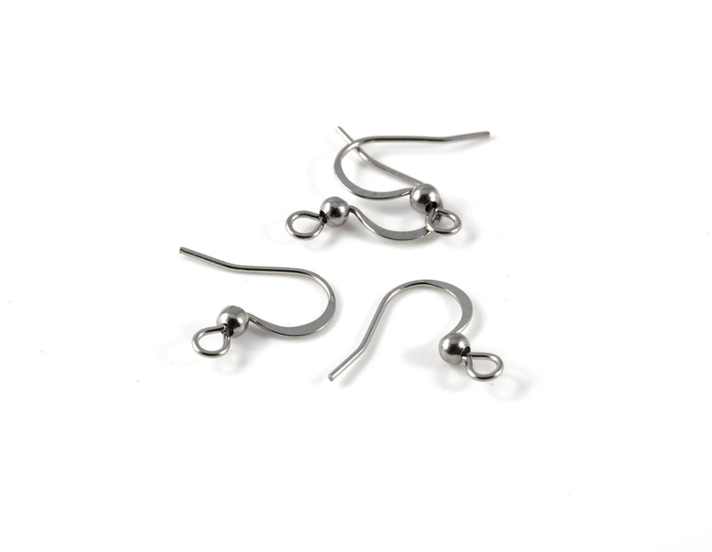 100 pairs x Stainless Steel Flattened Fish Hook Earring Wire (2389)