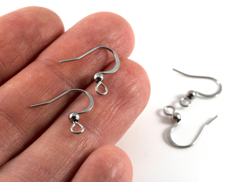 100 pairs x Stainless Steel Flattened Fish Hook Earring Wire (2389)