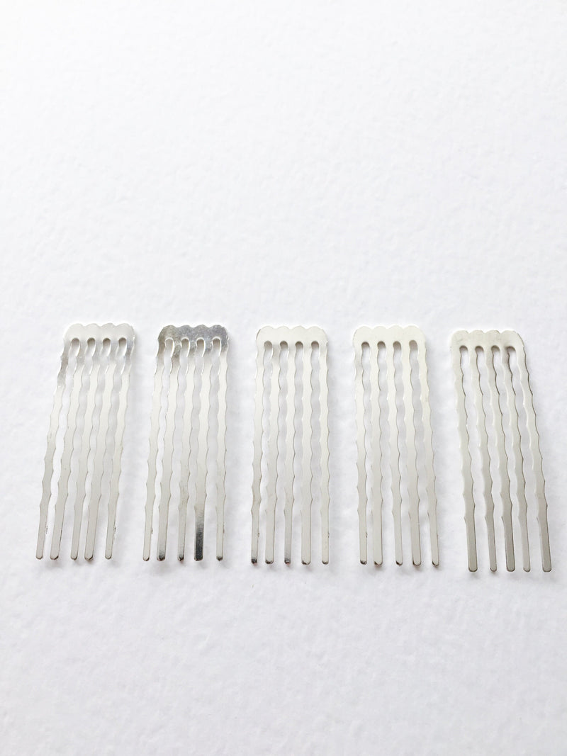 10 x Silver Plated Hair Combs, 15x50mm (0719)