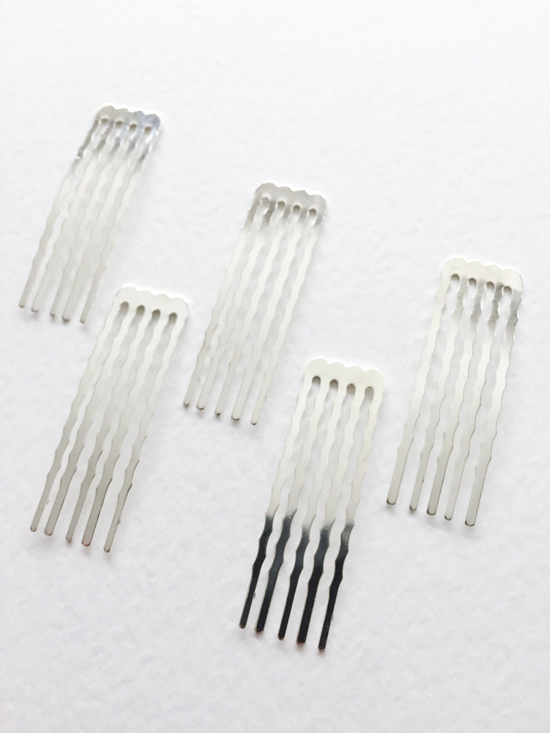 10 x Silver Plated Hair Combs, 15x50mm (0719)