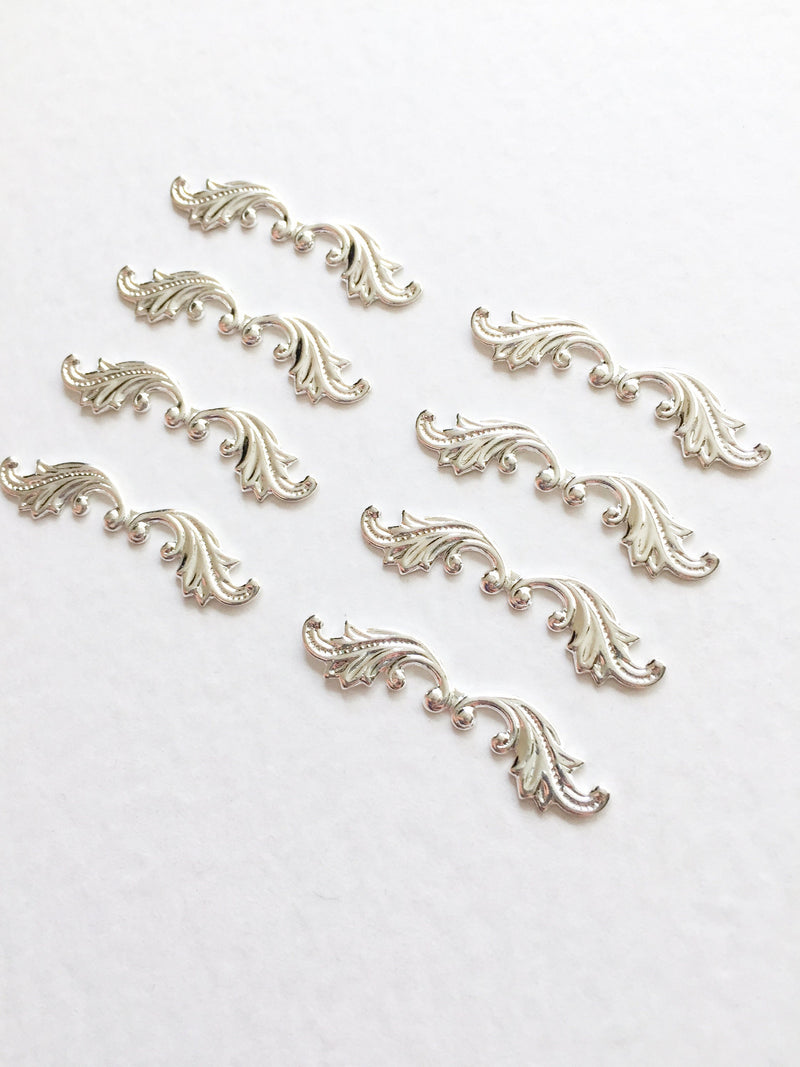 10 x Silver Plated Ornate Filigree Stampings, 30mm Filigree Wraps (2750)