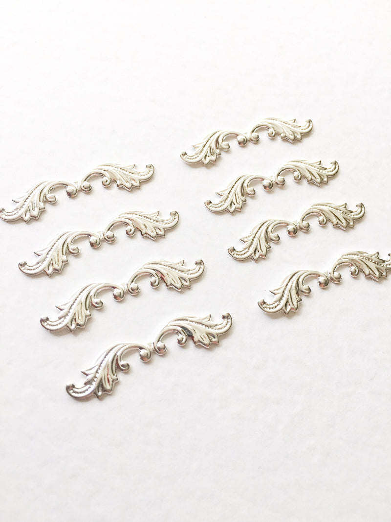 10 x Silver Plated Ornate Filigree Stampings, 30mm Filigree Wraps (2750)