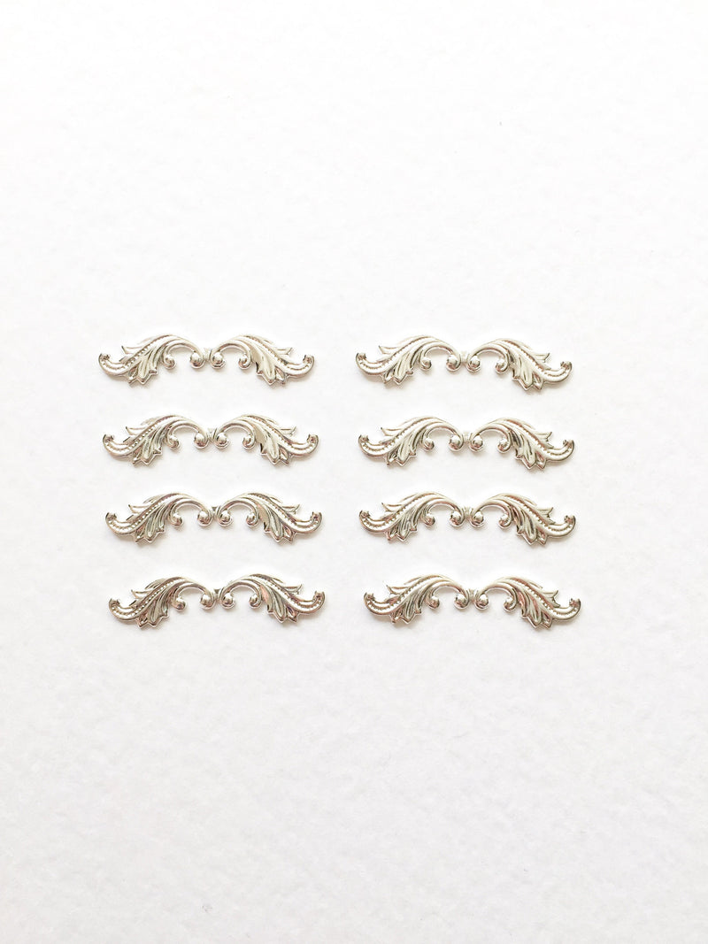 10 x Silver Plated Ornate Filigree Stampings, 30mm Filigree Wraps (2750)