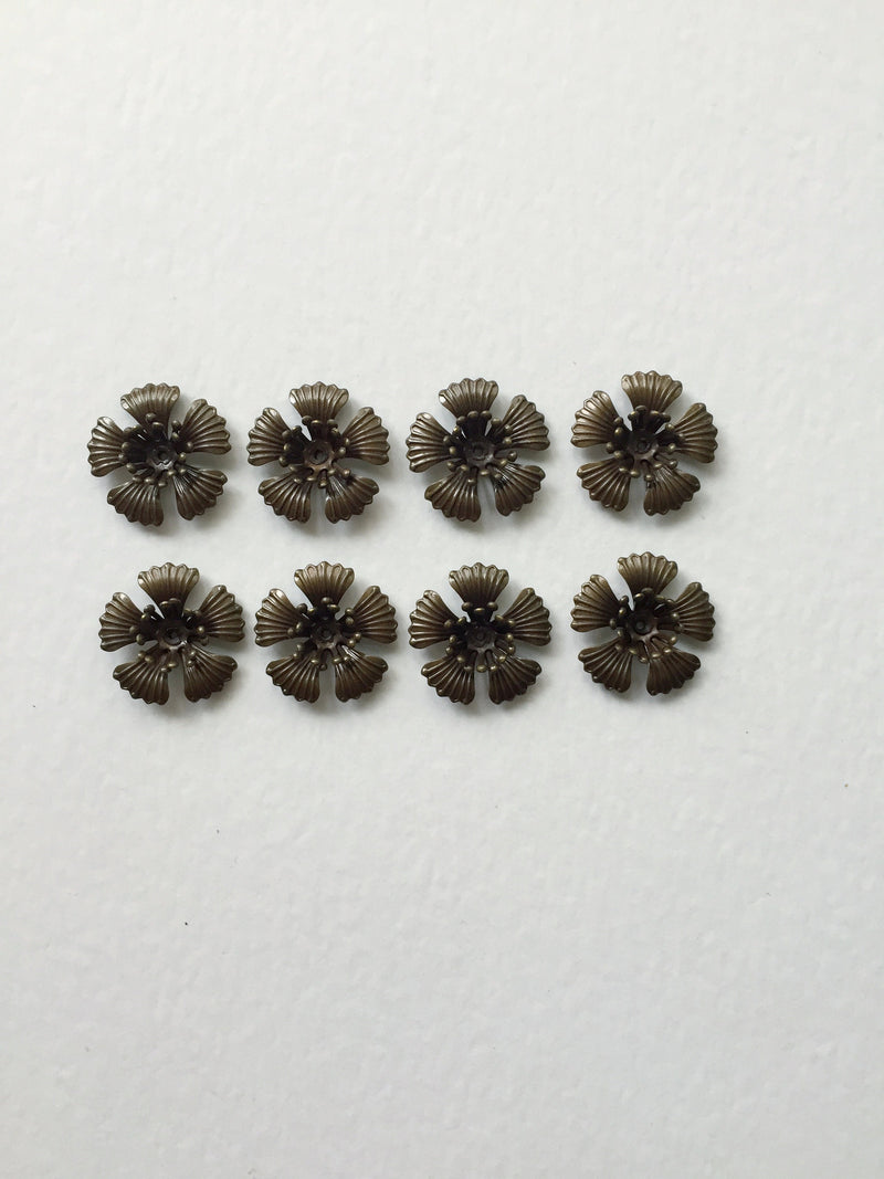 8 x 19mm Antique Bronze Flower Beads, 19mm