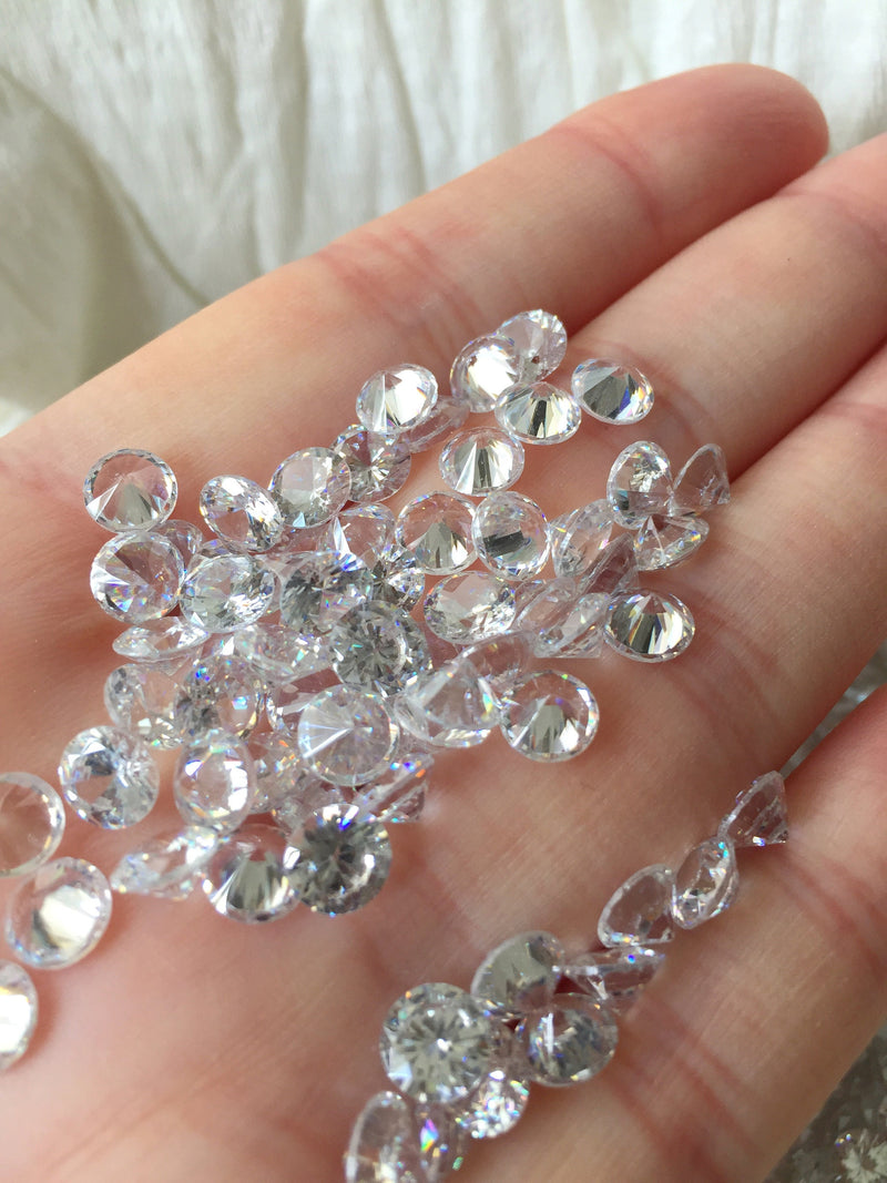 10 x 6mm Diamond Cut Loose Cubic Zirconia Stones (3664)