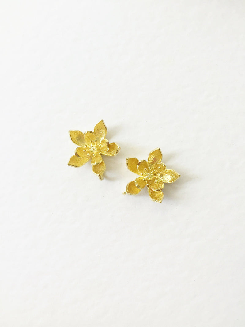 2 x Raw Brass 3D Lotus Flower Charms, 14mm (1341)