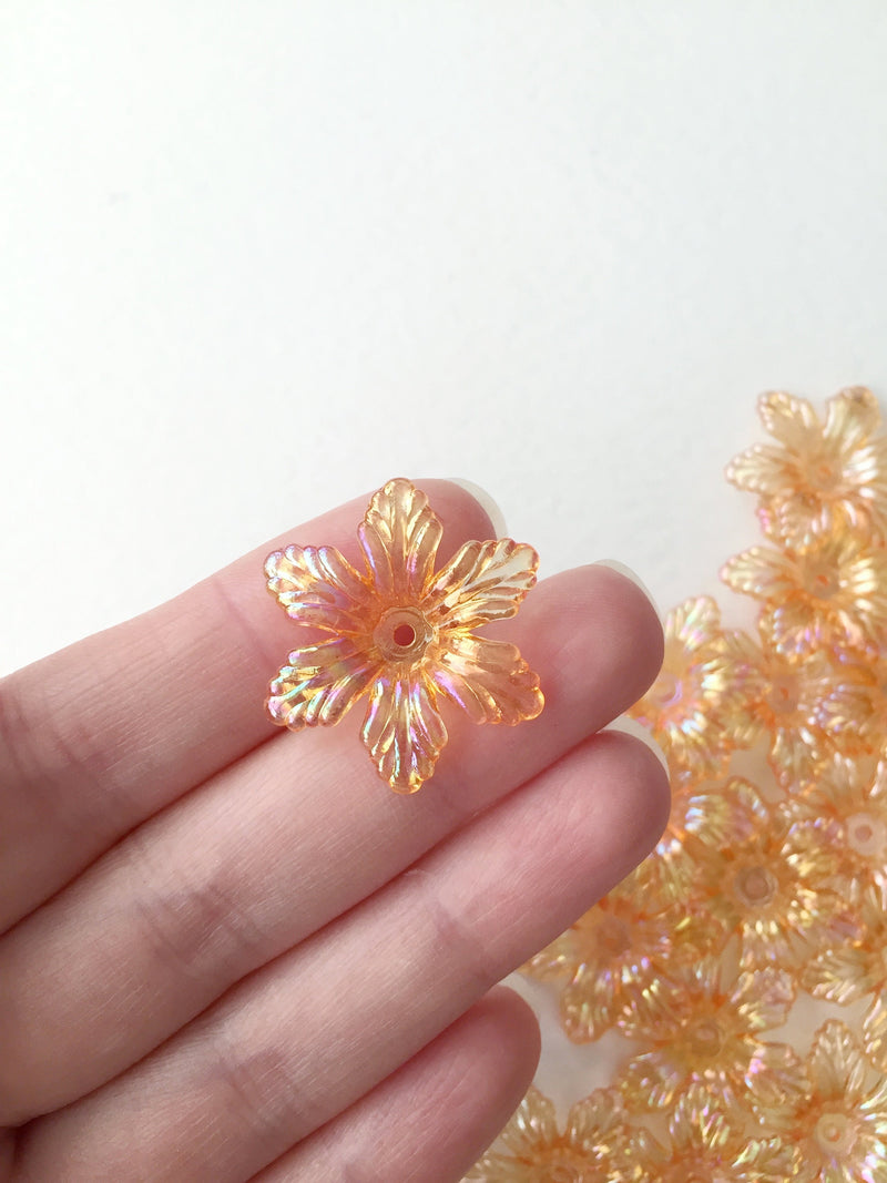 20 x AB Light Orange Flower Beads, 29mm