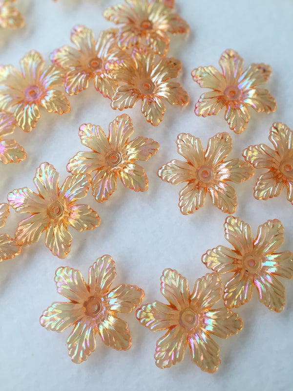 20 x AB Light Orange Flower Beads, 29mm