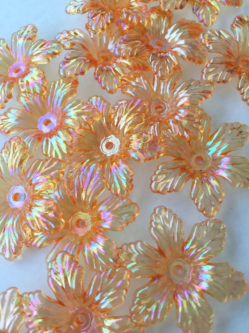 20 x AB Light Orange Flower Beads, 29mm