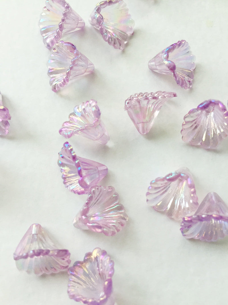 20 x AB Purple Acrylic Calla Flower Beads, 13mm Lucite Flower Beads (1800)