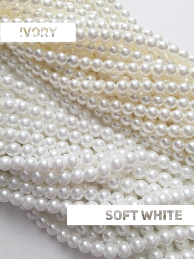 1 strand x 6mm Ivory Glass Pearl Beads (3046)