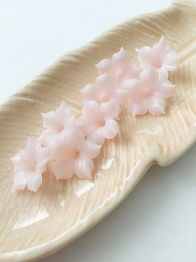 10 x Handmade Light Pink Clay Flower Beads for Tiara Making