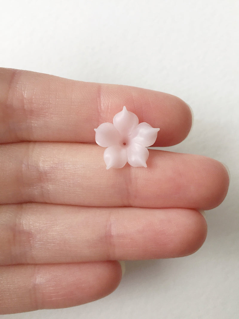 10 x Handmade Light Pink Clay Flower Beads for Tiara Making