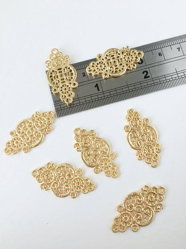 2 x 18K Gold Plated Filigree Connectors, 30x15mm (0286)