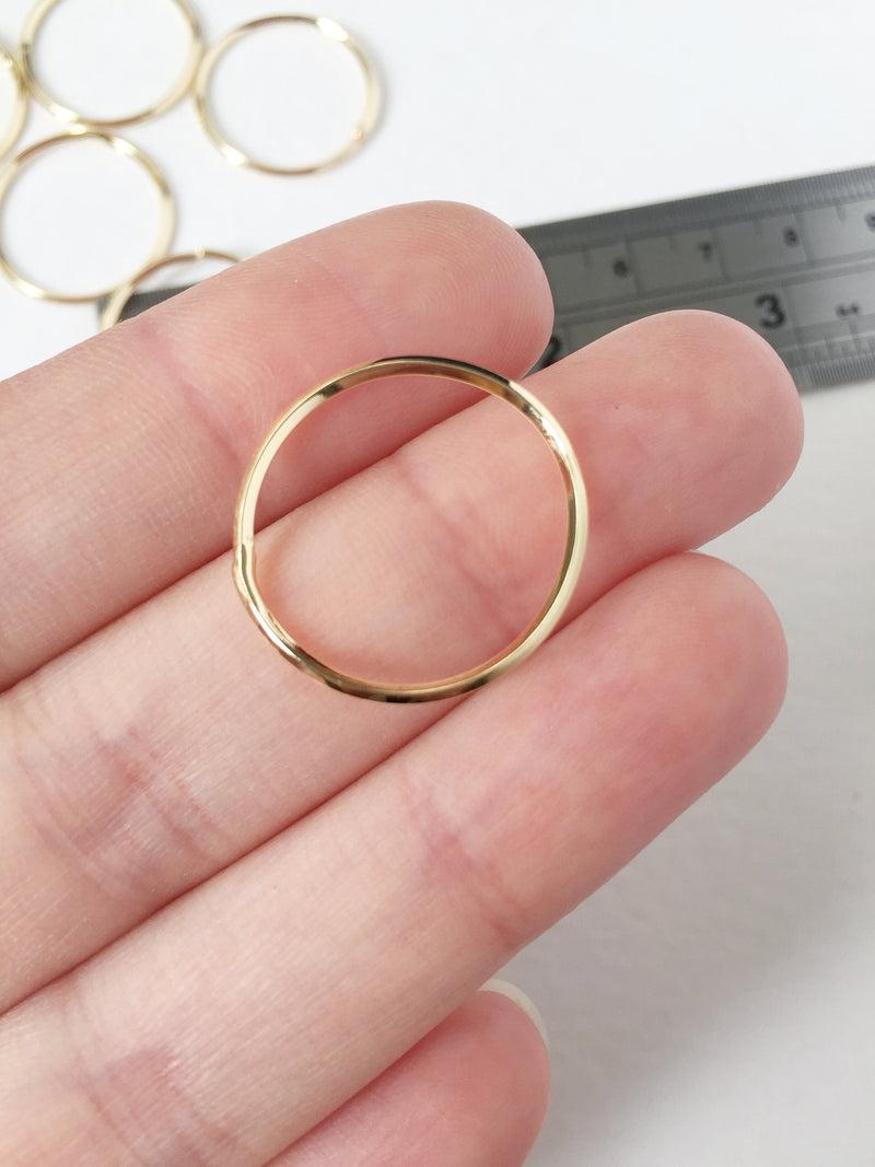 6 x 18K Gold Plated Circle Earring Connectors, 20mm (0202)