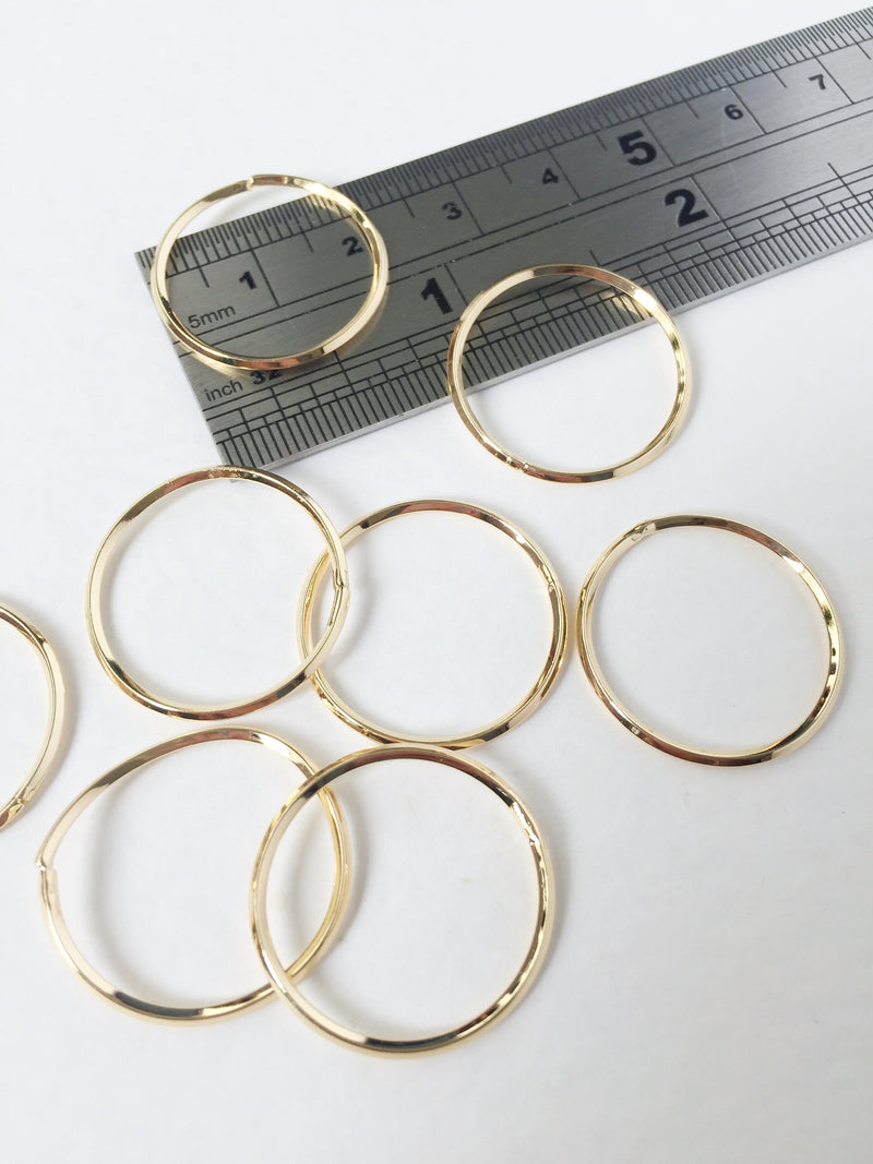 6 x 18K Gold Plated Circle Earring Connectors, 20mm (0202)