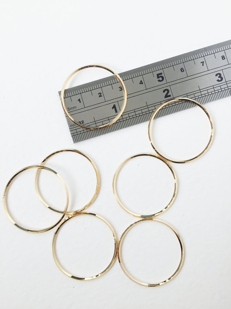 6 x 18K Real Gold Plated Circle Connectors, 30mm (2298)