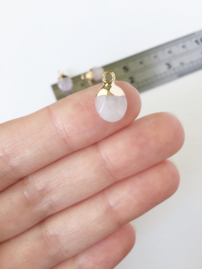 1 x Faceted Rose Quartz Pendant, 14x8.5mm (0255)