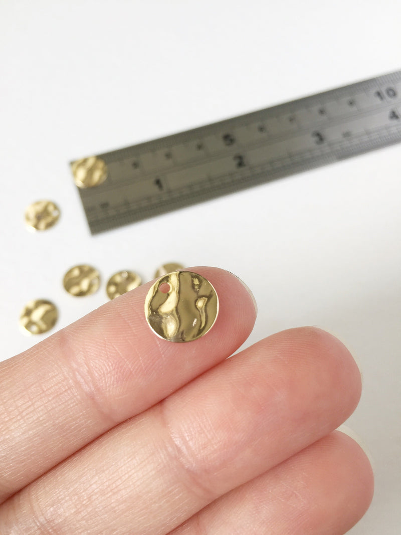 10 x 18K Gold Plated Wavy Coin Charms, 10mm (0040)