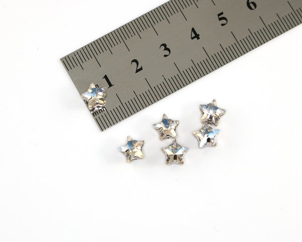 12 x 8mm Crystal Moonlight Star Rhinestones, 8Sew-on Rhodium Base (0311)