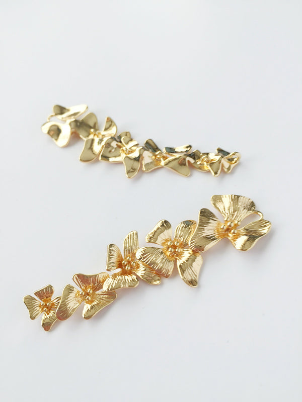 2 x 18K Gold Plated Cascading Orchid Connectors, 58x15mm (0669)