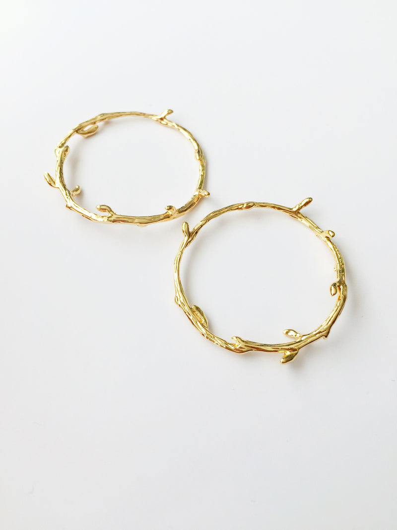 2 x 18K Gold Plated Branch Wreath Connector, 33mm (0601)