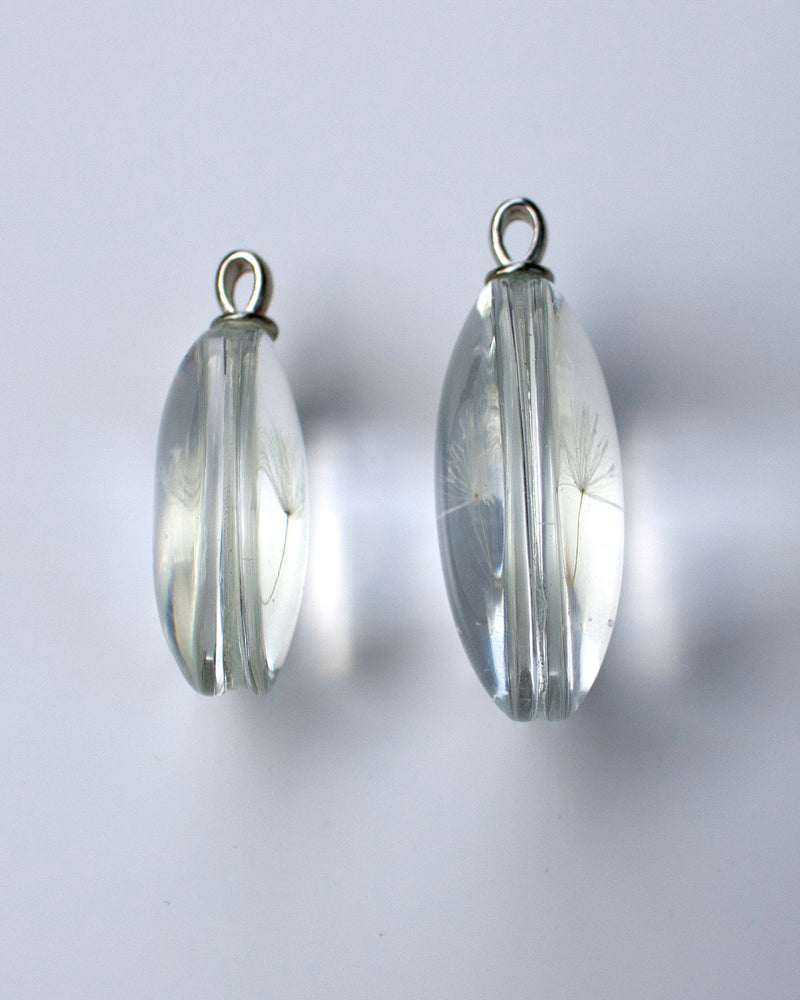 1 x Oval Glass Dried Dandelion Pendant, 3 sizes (0837, 0841)