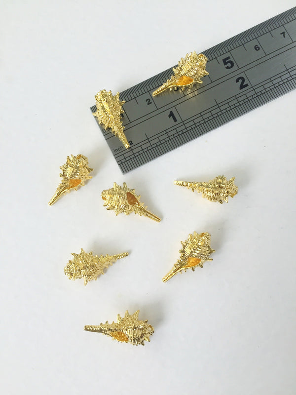 1 x Solid Brass Shell Charms, 15x8mm (0645)