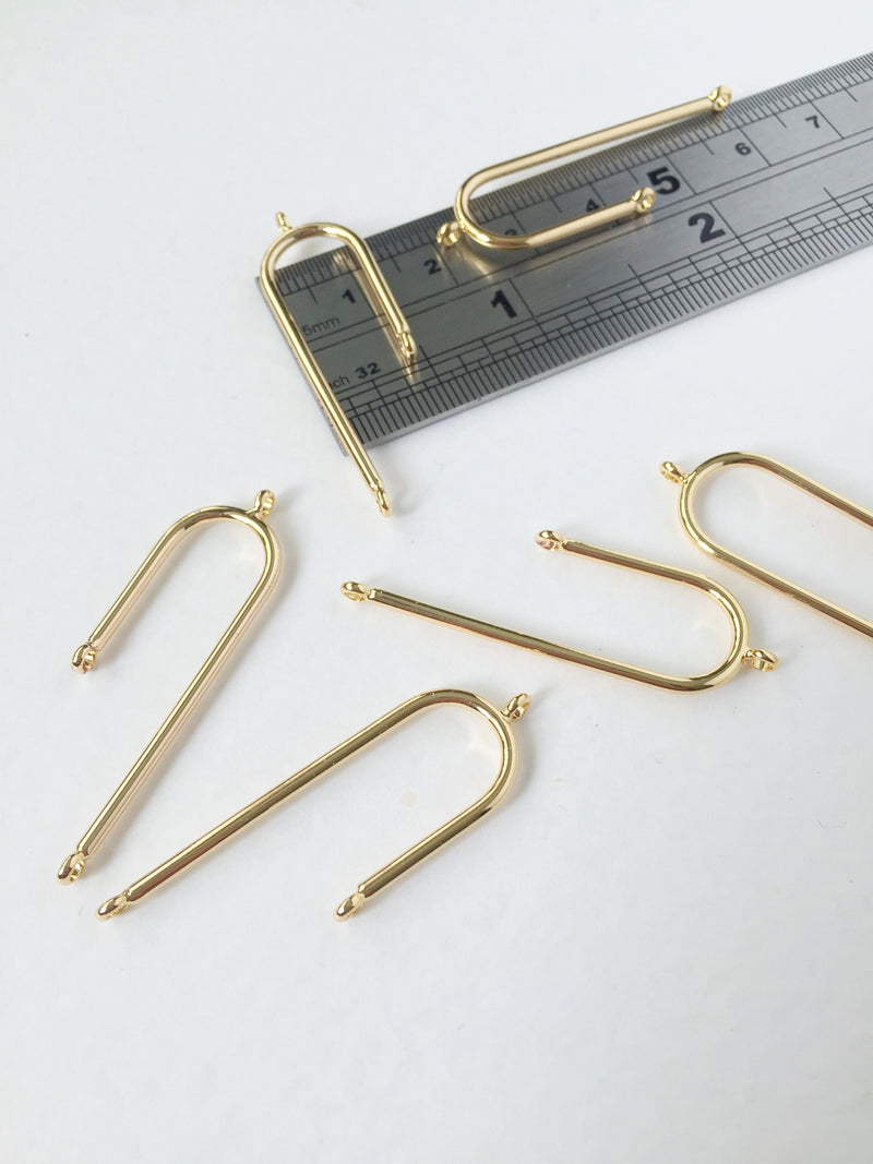 2 x 18K Gold Plated Asymmetric Connectors, 41x12mm (0057)