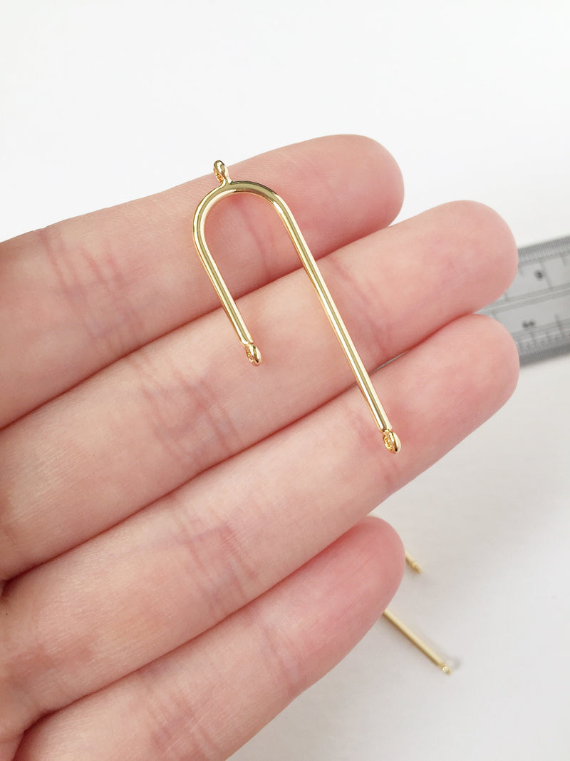 2 x 18K Gold Plated Asymmetric Connectors, 41x12mm (0057)