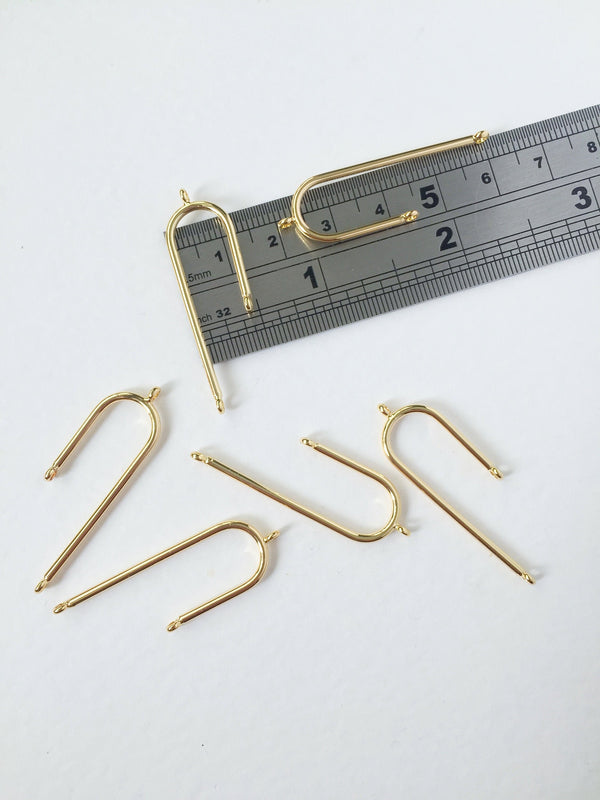 2 x 18K Gold Plated Asymmetric Connectors, 41x12mm (0057)