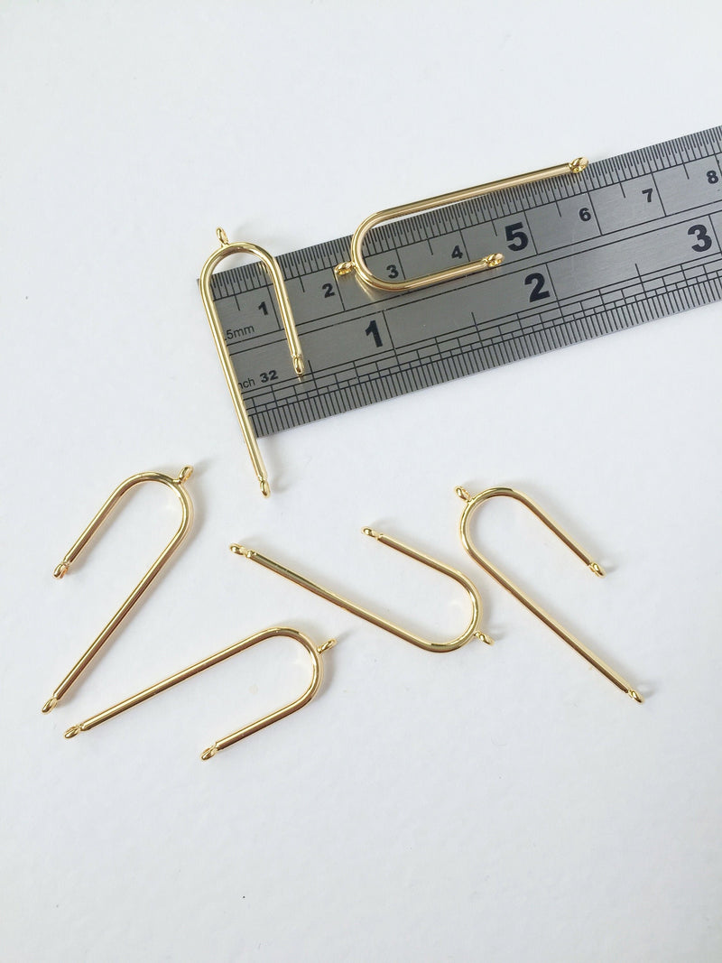 2 x 18K Gold Plated Asymmetric Connectors, 41x12mm (0057)