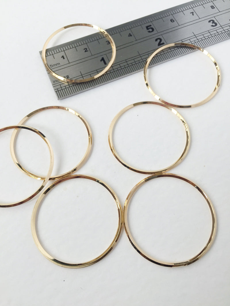 6 x 18K Real Gold Plated Circle Connectors, 30mm (2298)