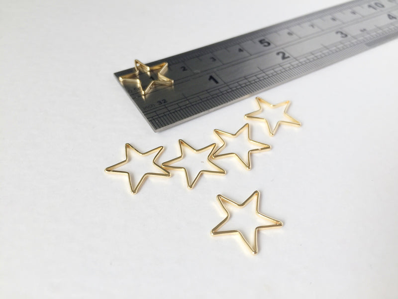 10 x 18K Gold Plated Brass Star Connectors, 14mm (0130)