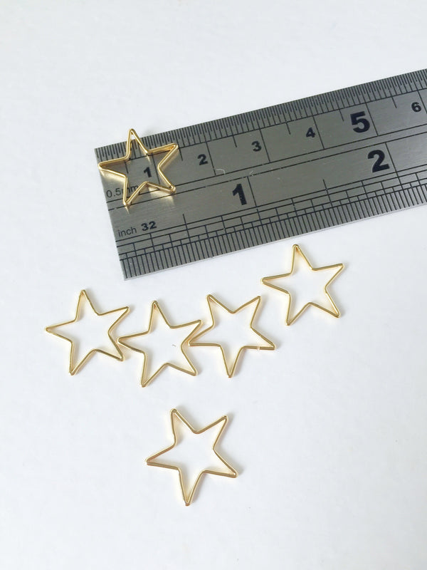 10 x 18K Gold Plated Brass Star Connectors, 14mm (0130)