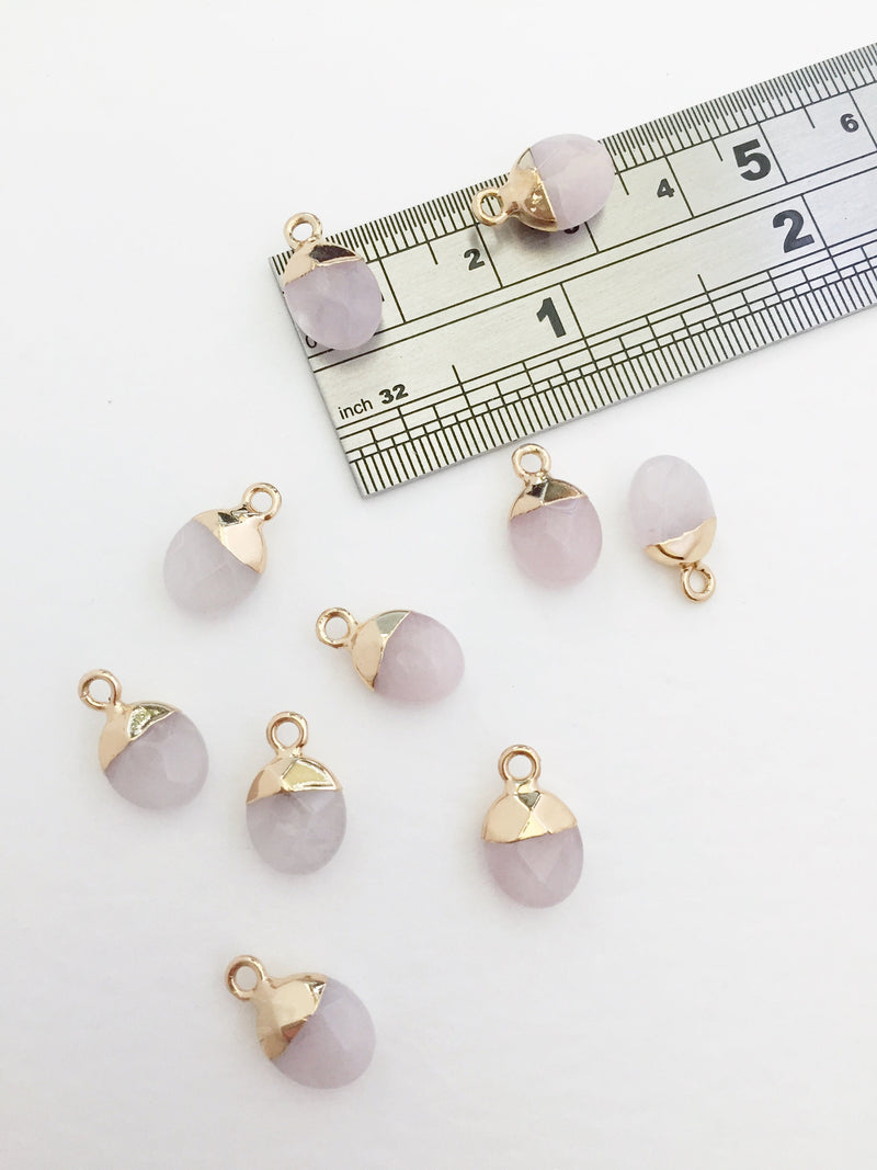 1 x Faceted Rose Quartz Pendant, 14x8.5mm (0255)