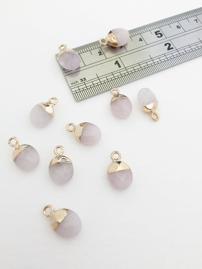 1 x Faceted Rose Quartz Pendant, 14x8.5mm (0255)