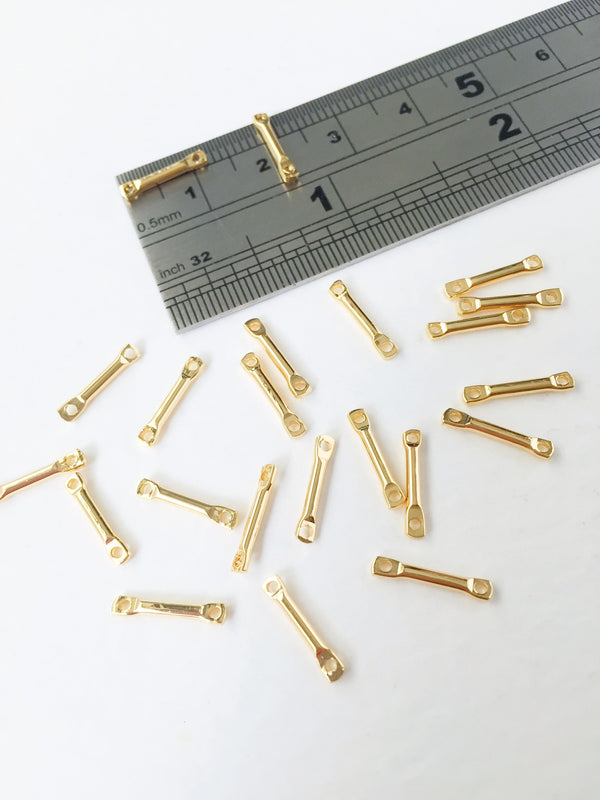 10 x 18K Gold Plated Bar Connectors, 12mm Long (0050)