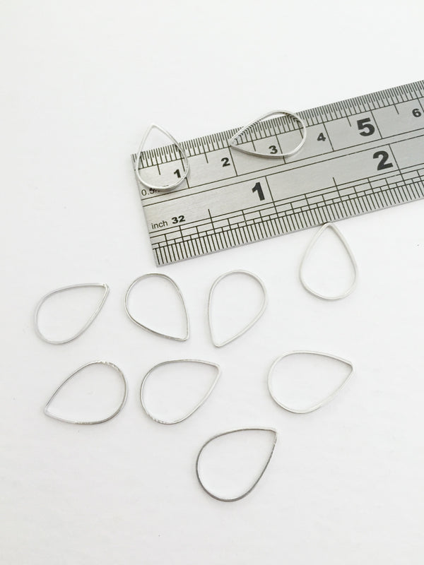 10 x Rhodium Plated Teardrop Linking Rings, 15x11mm (0844)