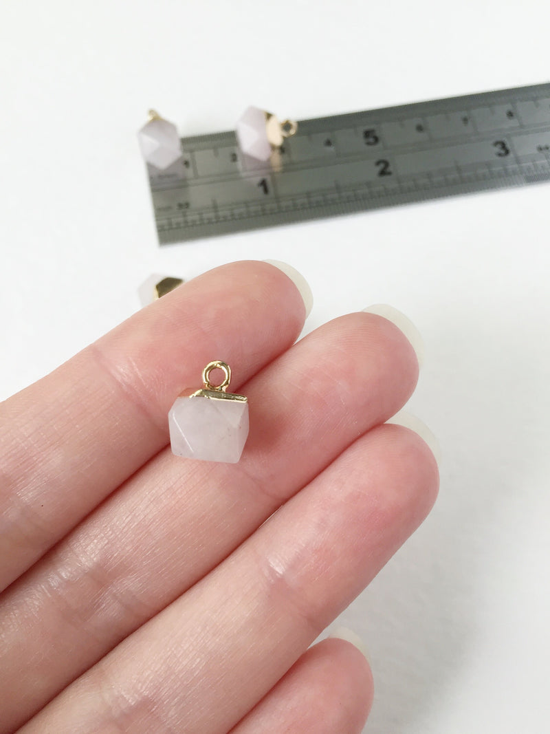 1 x Tiny Rose Quartz Pendant, 13x9mm (0433)