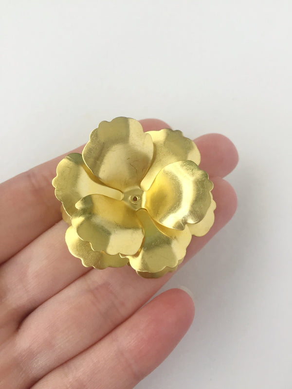 1 x 44mm Raw Brass Multi Petal Flower Bead, 44mm 3D Brass Flower (0829)