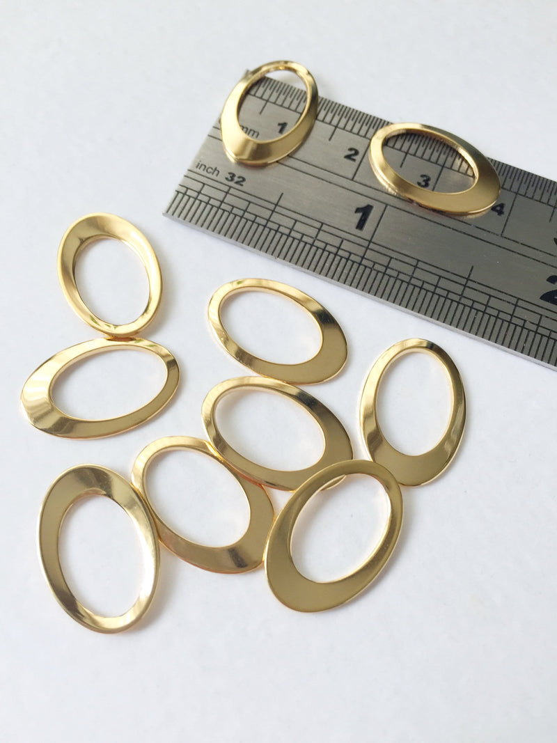 10 x Gold Plated Stainless Steel Oval Drop Connectors, 18x12mm (0602G)