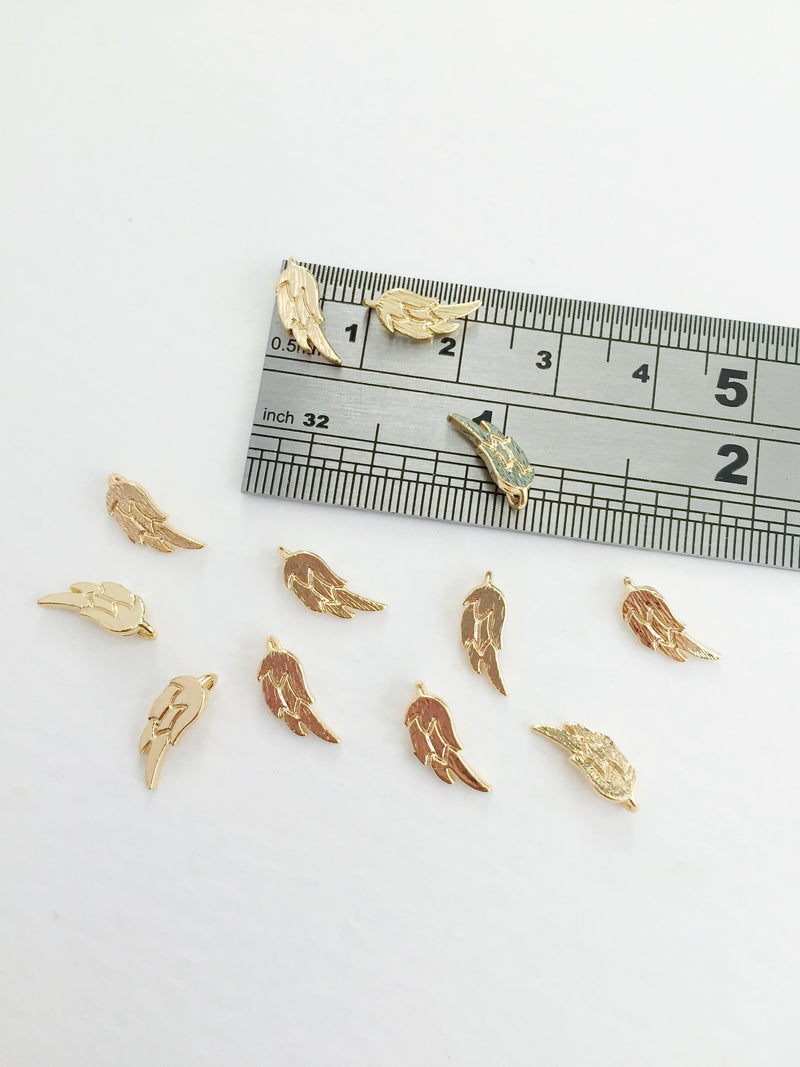 2 x 18K Gold Plated Tiny Wing Charms, 12x5mm (0270)