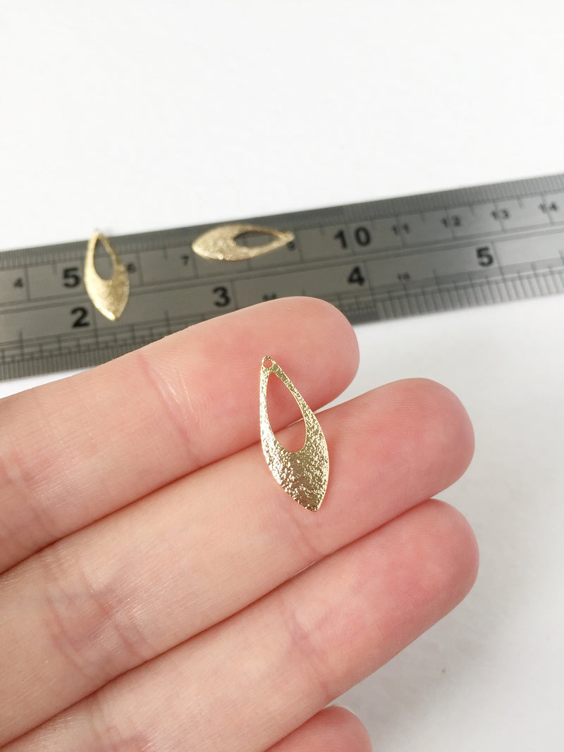 10 x Textured Gold Plated Spiky Drop Pendants, 19x7.5mm (0187)