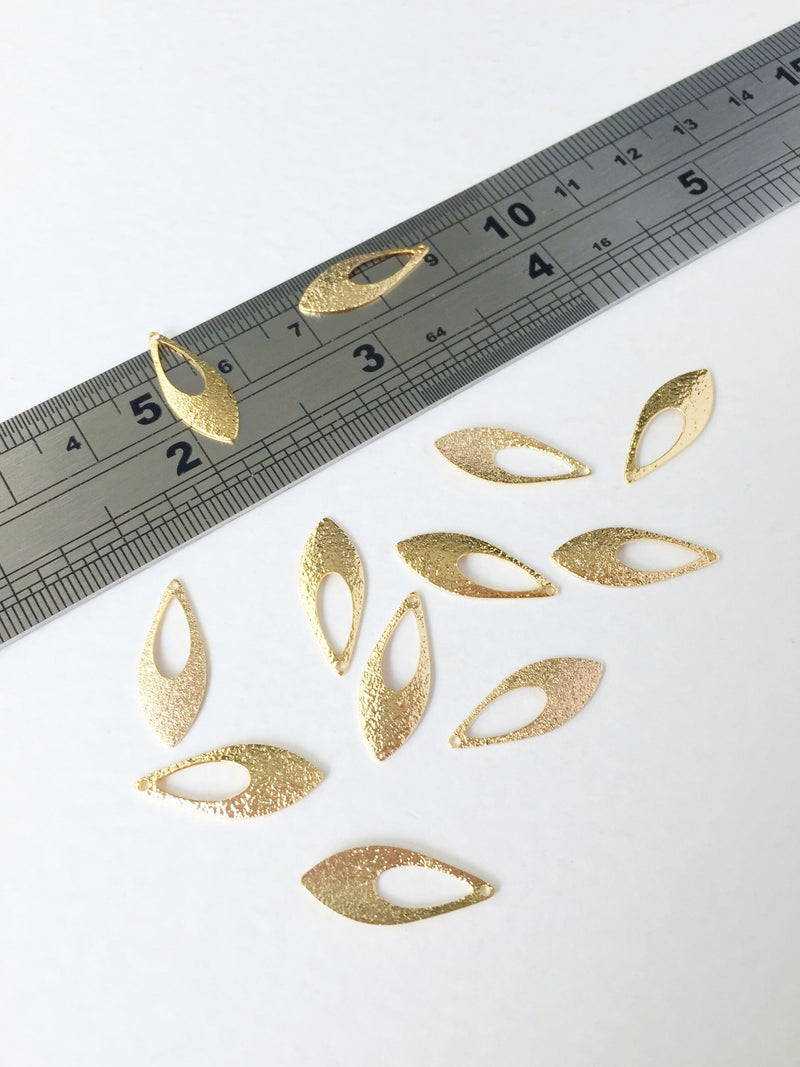 10 x Textured Gold Plated Spiky Drop Pendants, 19x7.5mm (0187)