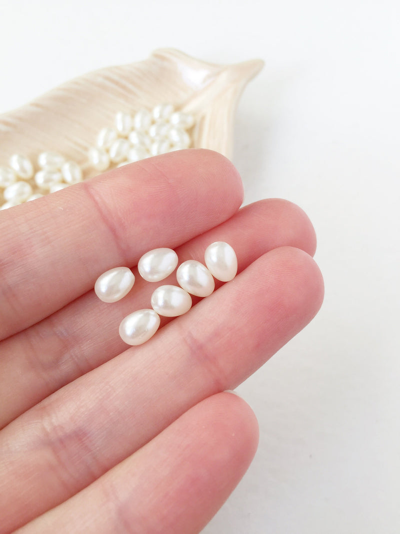 100 x Off-white Acrylic Ivory Pearl Beads, 7x5mm (3216)