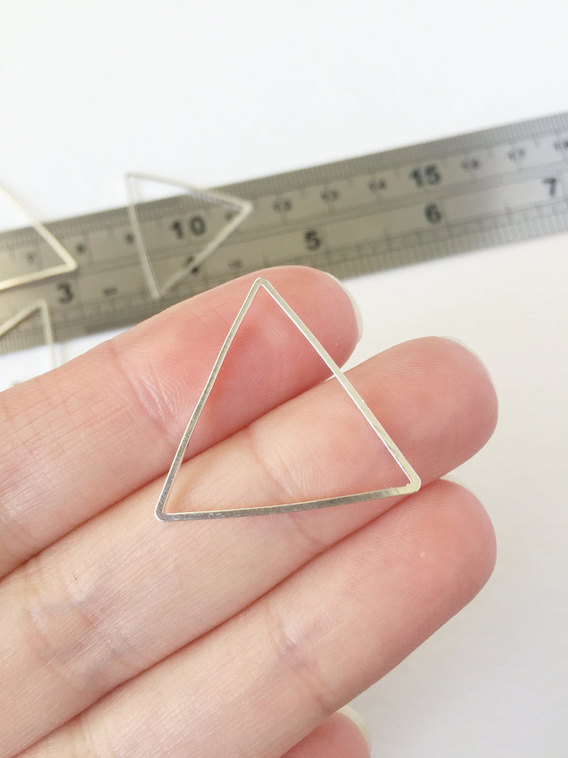 10 x Silver Triangle Connectors, Brass Triangle Connectors, 27mm Triangle Linking Rings, Silver or Rhodium Plated Option (0608, 0612)