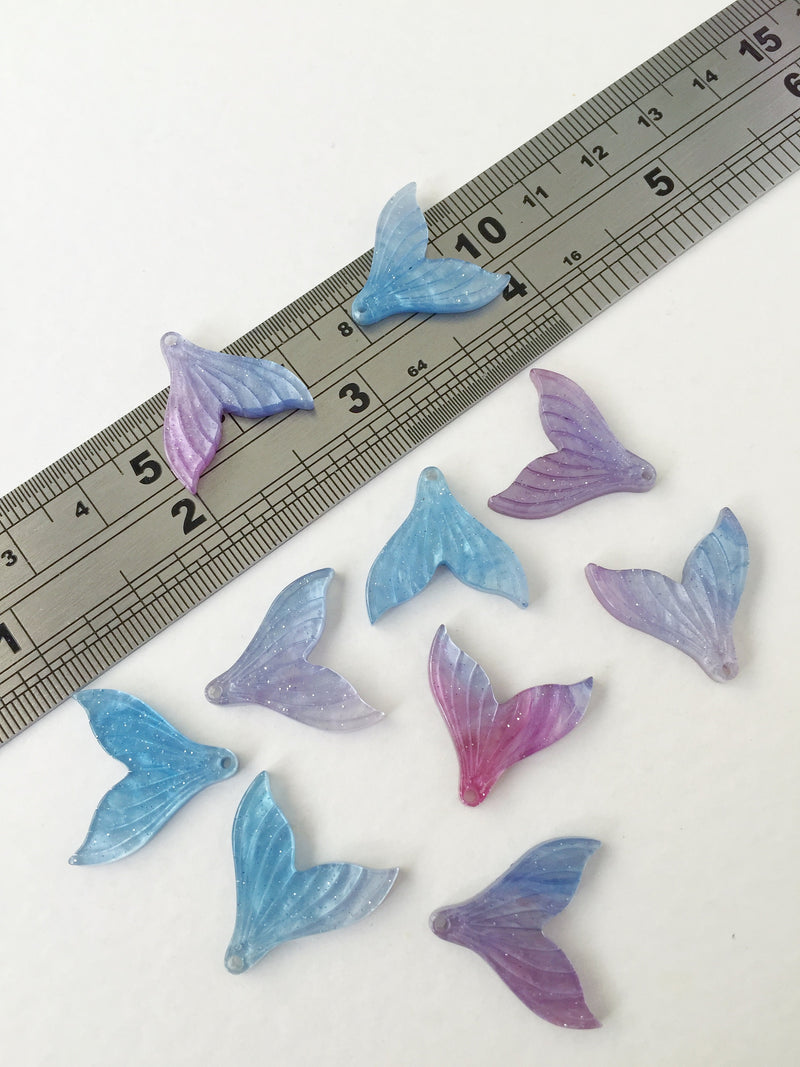 10 x Resin Mermaid Tail Charms, 20mm