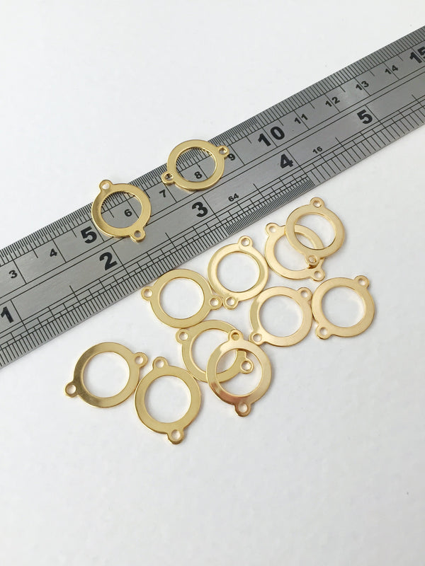 6 x Gold Plated Stainless Steel Small Hoop Connectors, 19x15mm (0377)